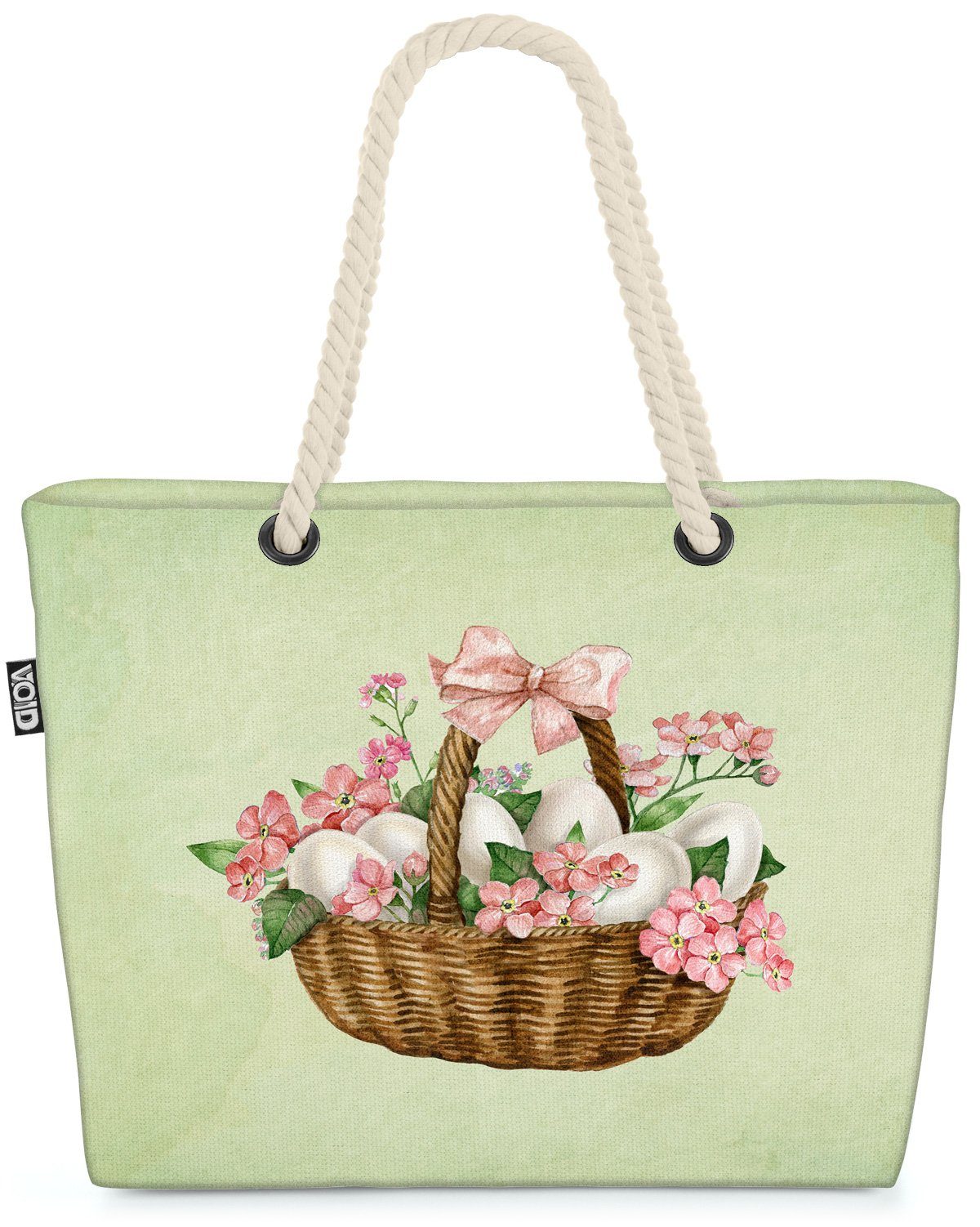 VOID Strandtasche (1-tlg), Eierkorb Blumen Tasche Einkaufstasche Ostern Beach Bag
