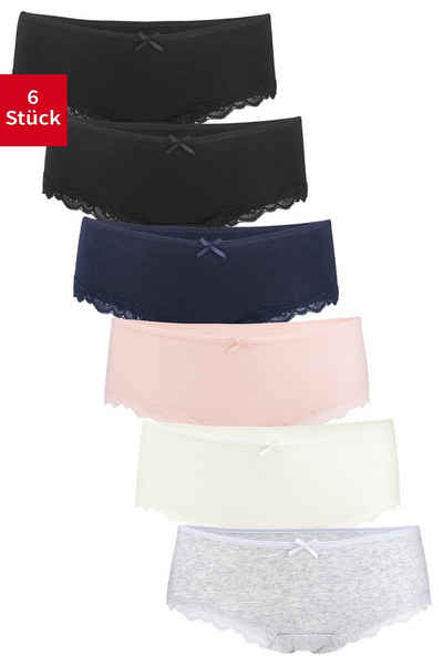 Fabio Farini Panty Frauen Unterwäsche - Damen Slips aus Baumwolle (Packung, 6-St) im Bikini-Style mit dezenter Spitze