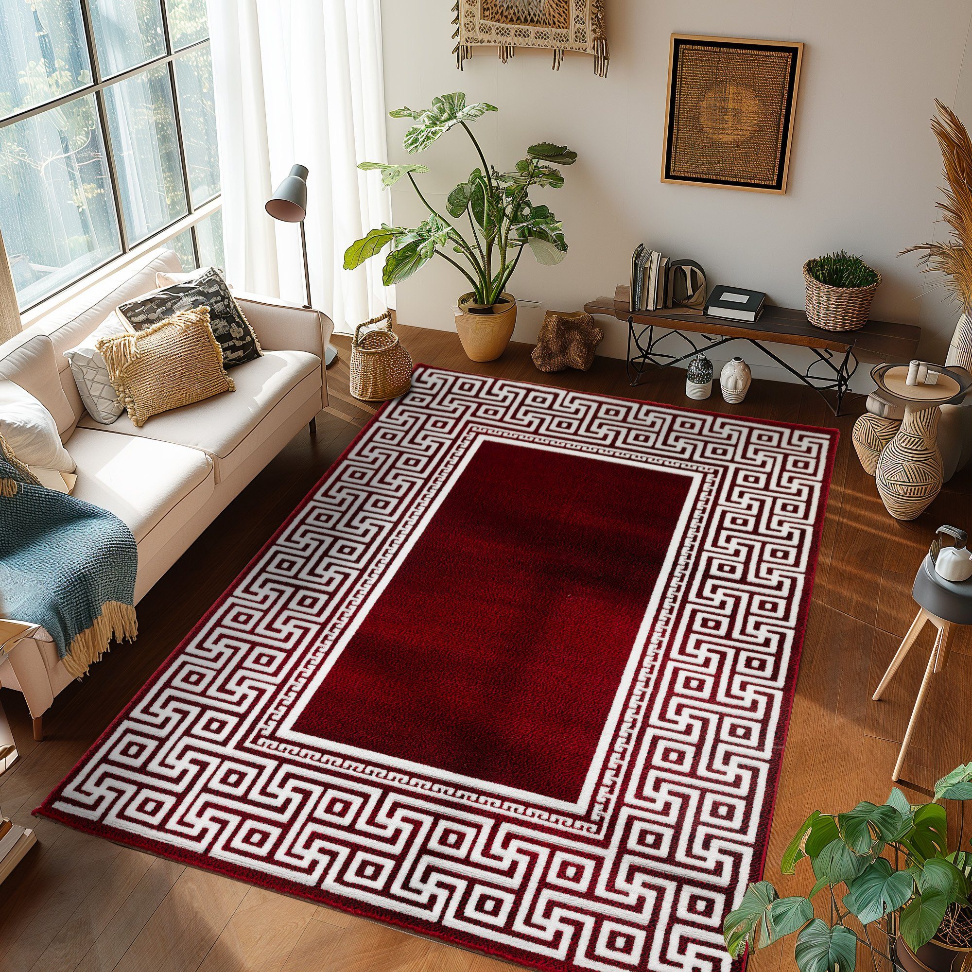 SIMPEX24 Designteppich Mäander Design, Läufer, Höhe: 12 mm, Kurzflor Teppic günstig online kaufen