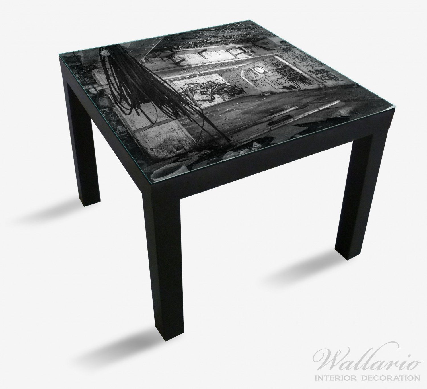geeignet Tisch Lack (1 Wallario in St), Tischplatte weiß mit verlassene Graffiti Ikea Alte schwarz Fabrik für