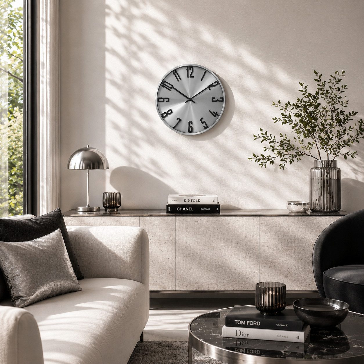 K&L Wall Art Wanduhr Metalluhr modern Aluminium Wanduhren ohne Ticken (Quarz Uhrwerk ohne Tickgeräusche)