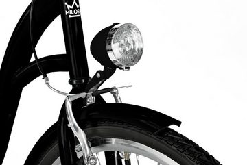 MILORD BIKES Cityrad Milord Komfort Korb Fahrrad Jugendrad, 24 Zoll, Schwarz, 21-Gang, 21 Gang, Kettenschaltung