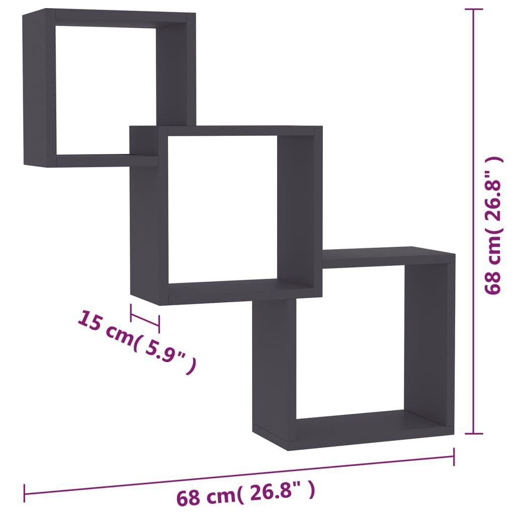 vidaXL Regal cm Grau Holzwerkstoff, Wandregale 1-tlg. 68x15x68 Cube