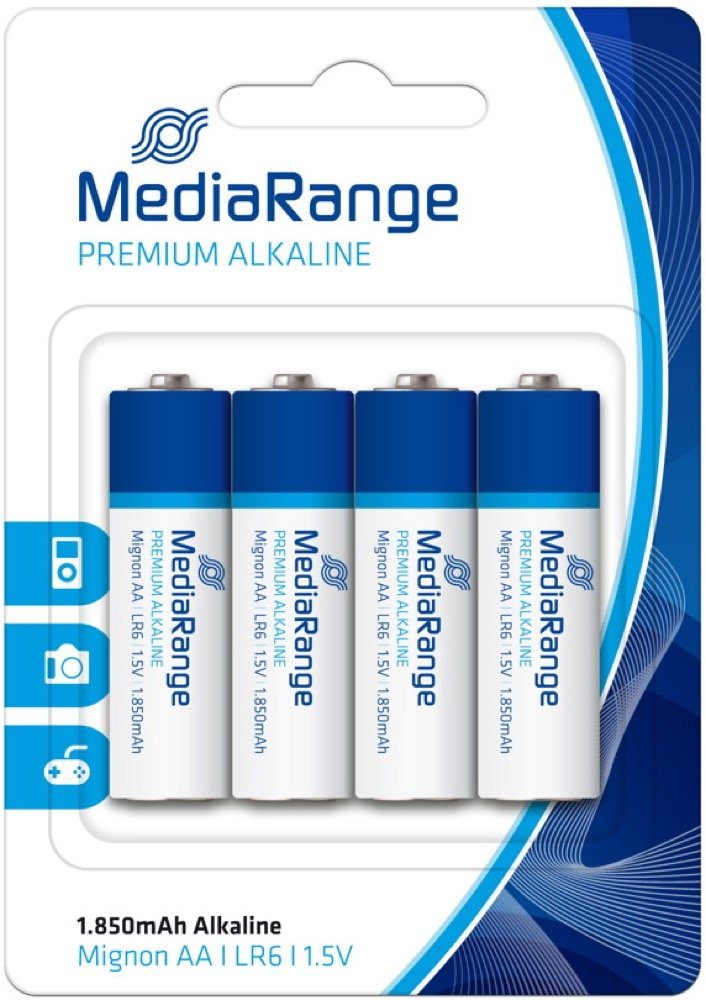 Mignon Blister Alkaline AA Mediarange Batterie Batterien im 4 4er Premium / Mediarange