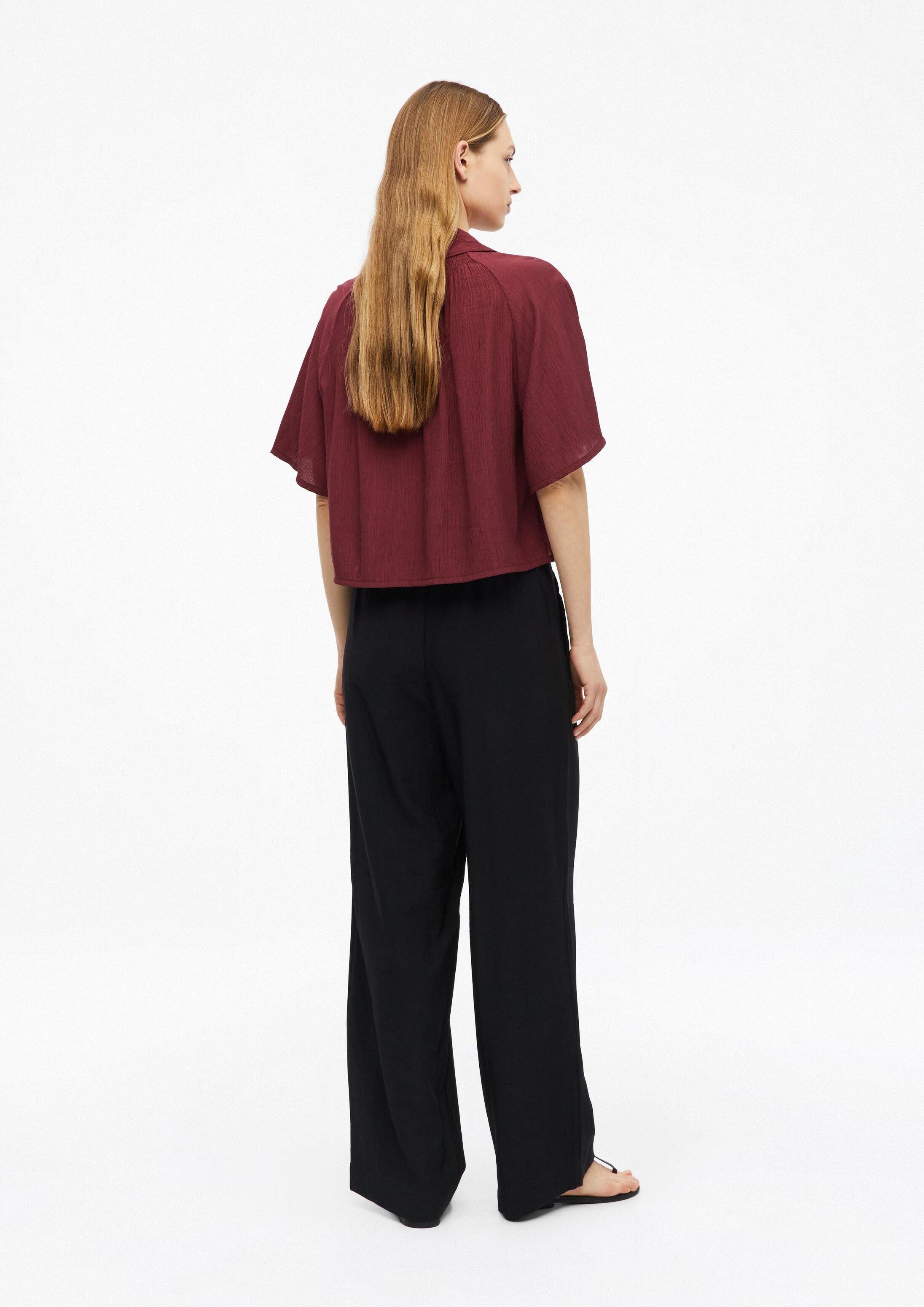 s.Oliver Kurzarmbluse Bluse Strukturierte Viskosemix-Bluse im Boxy Fit