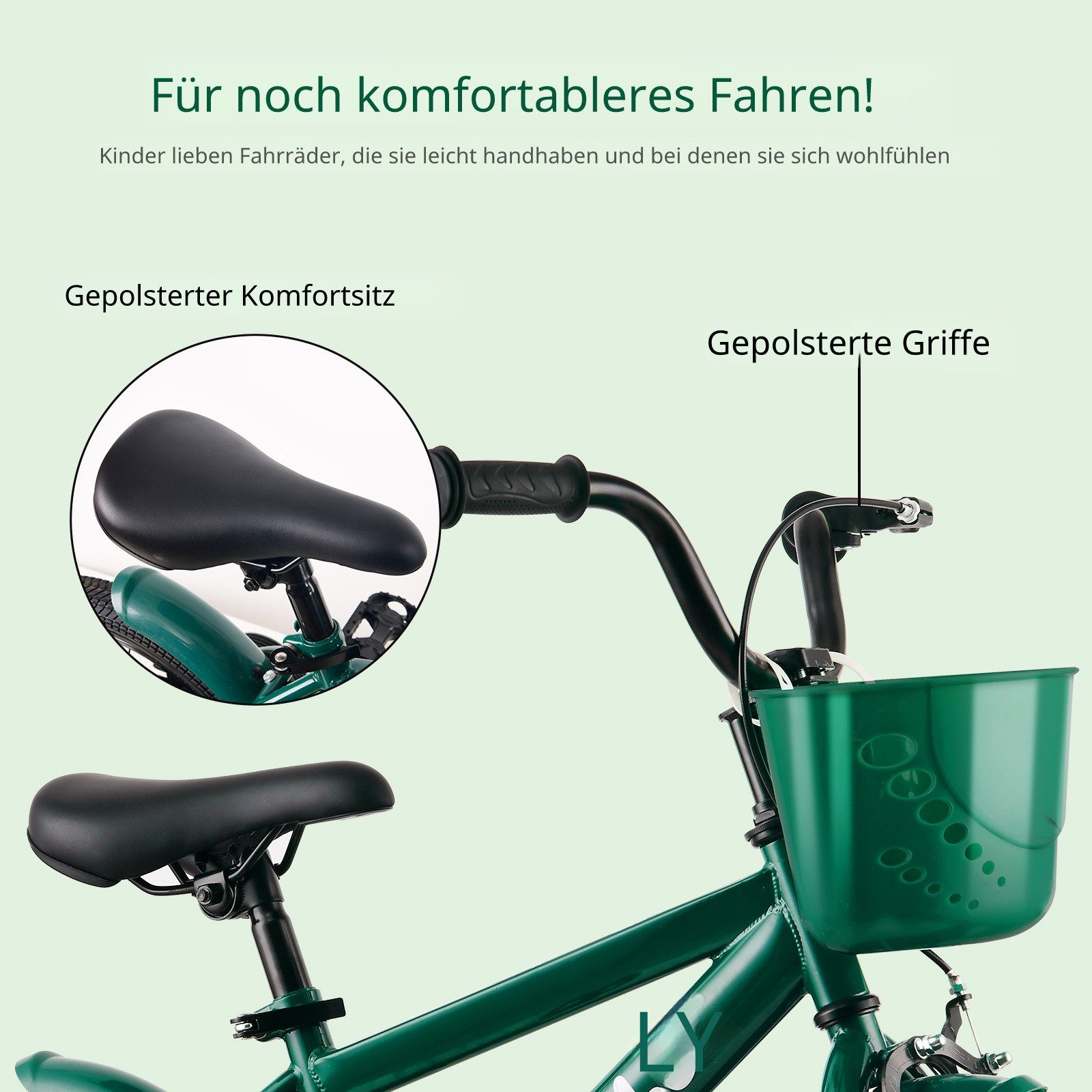 RULLY Kinderfahrrad Kinderfahrrad für Jungen 12–16 Zoll, 2–6 Jahre, 1 Gang, Mit Korb, Puppensitz, Stützrädern, Schutzblechen & Klingel