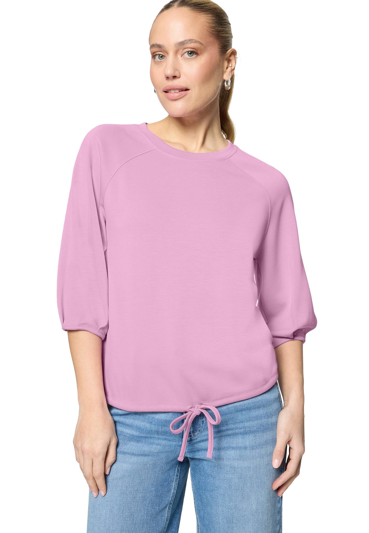 Zero Kurzarmshirt Damen unifarben (1-tlg) Falten