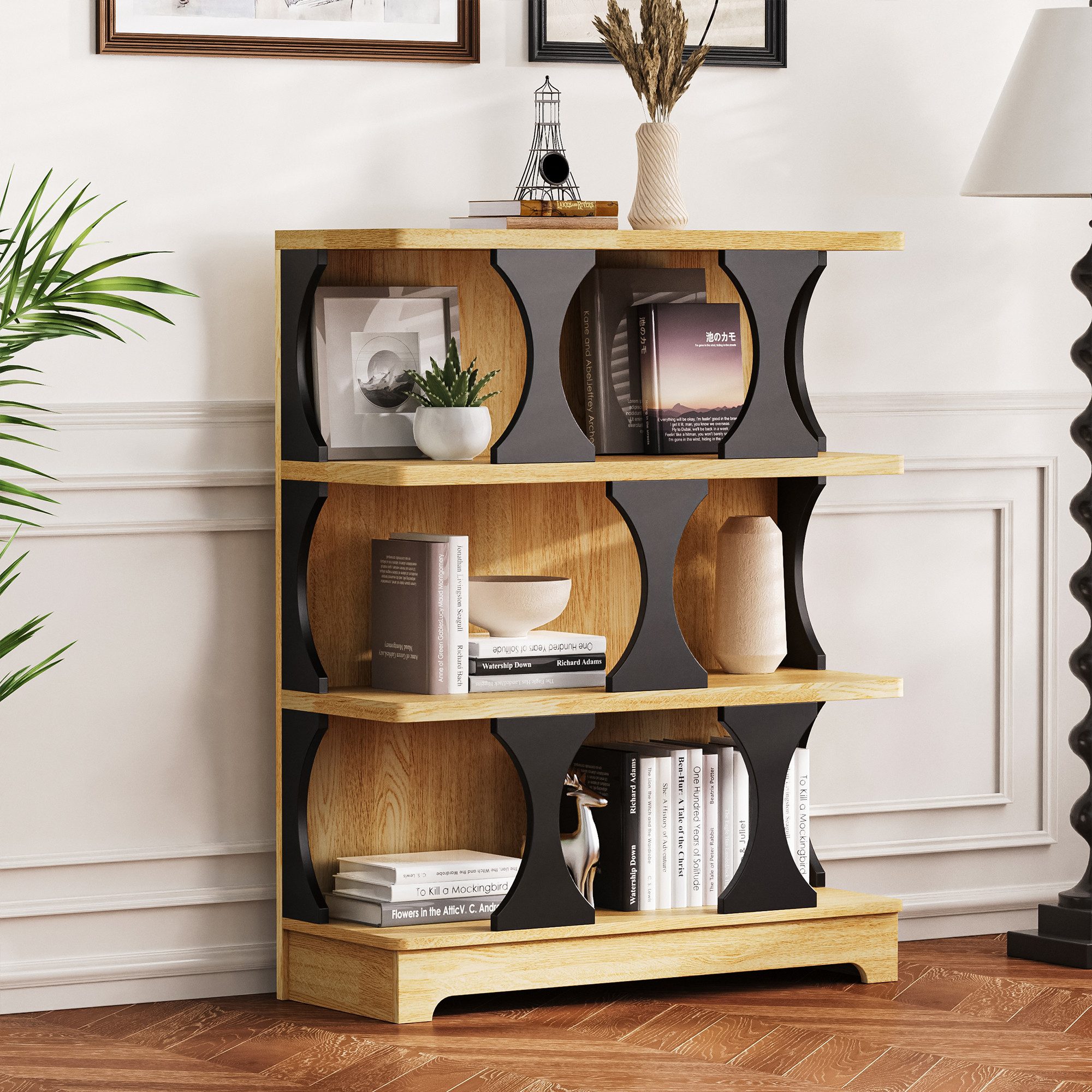 OKWISH Bücherregal mit Hohl-Design, Standregal, Aufbewahrungsregal günstig online kaufen