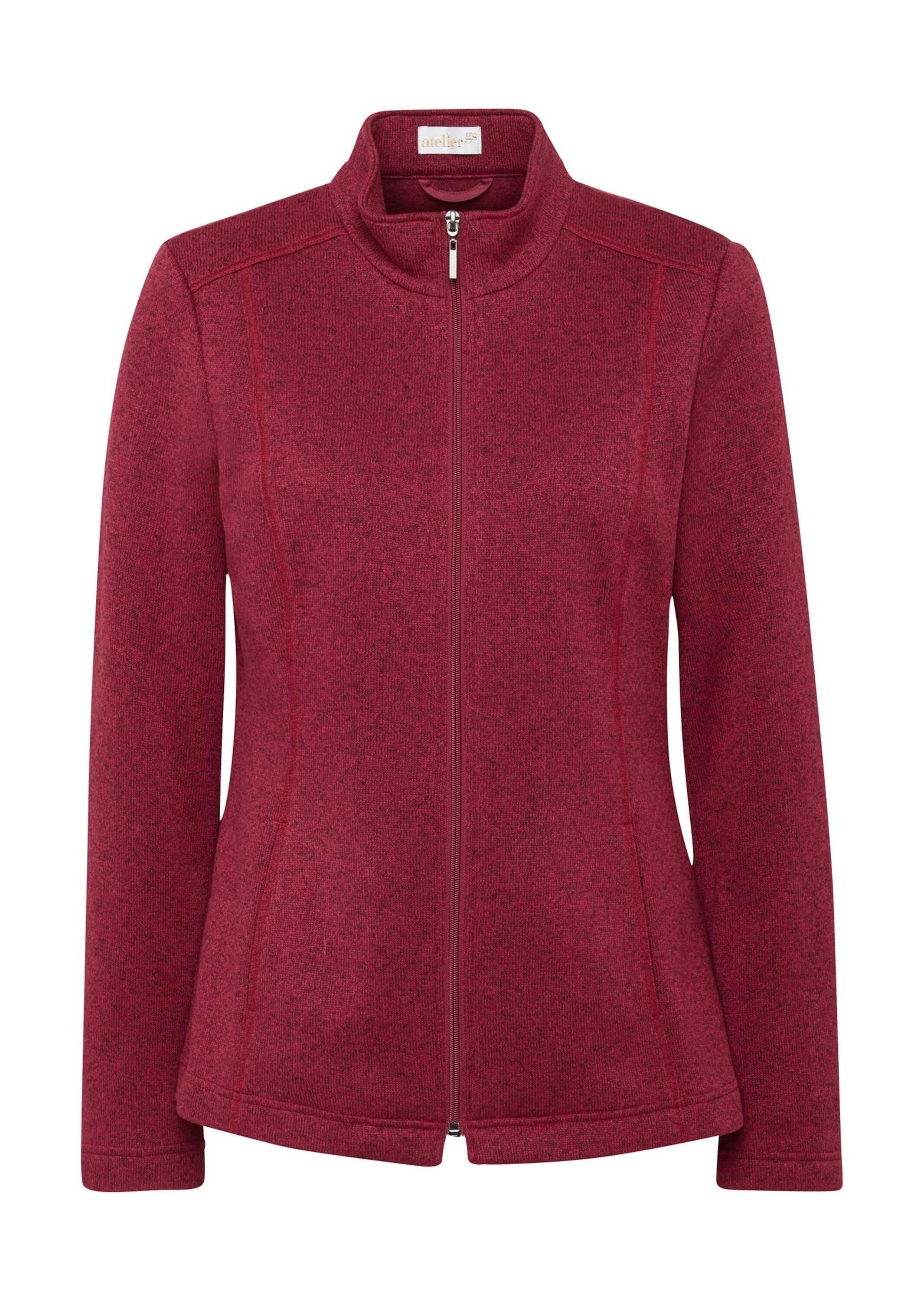 melange Kurzgröße: GOLDNER Strickfleece-Jacke Fleecejacke Kuschelweiche / merlot