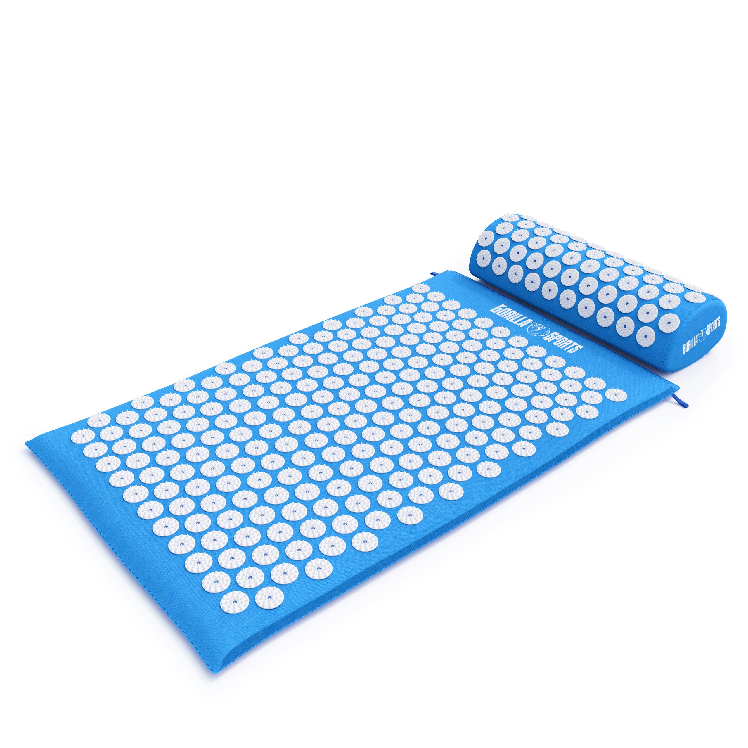 GORILLA SPORTS Akupressurmatte mit ergonomische Kissen und Tragetasche, aus Baumwolle, Massagematte, 68 x 42 x 2.5 cm, Nagelmatte, Akupunkturmatte