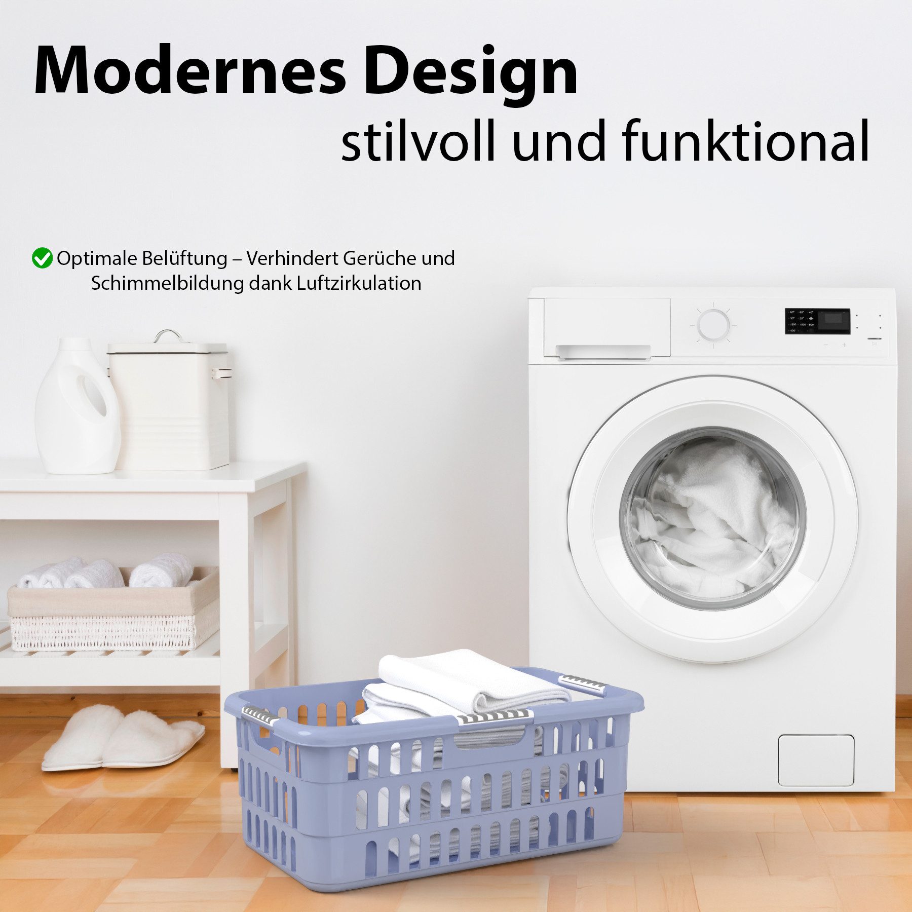 BigDean Wäschekorb 3 Stück Wäschewanne 40L mit Softgriffen Wäschekorb Made günstig online kaufen