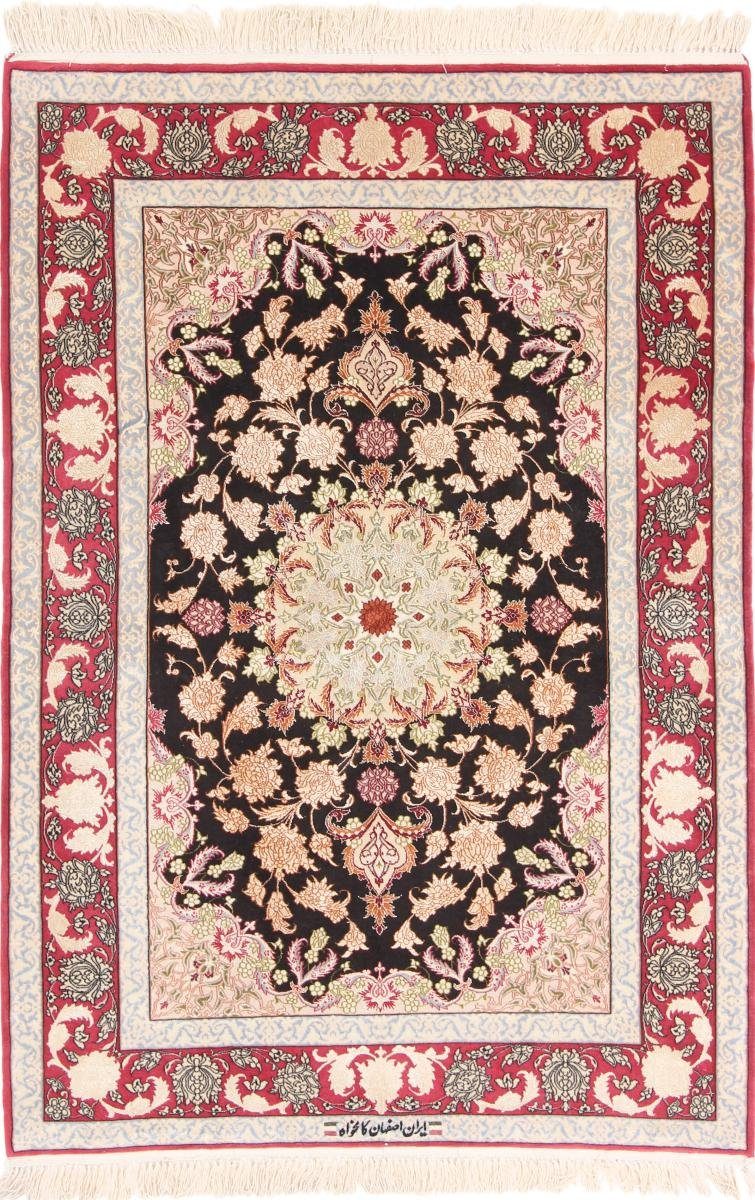 Orientteppich Isfahan Seidenkette 111x160 Handgeknüpfter Orientteppich, Nain Trading, rechteckig, Höhe: 6 mm