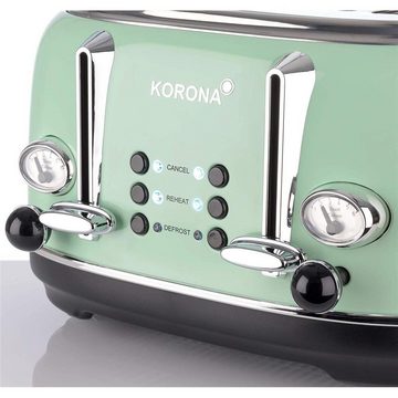 KORONA Toaster Retro Frühstückset Mint 4 Schlitz, Küchenset - 4 Scheiben Toaster inkl. Wasserkocher