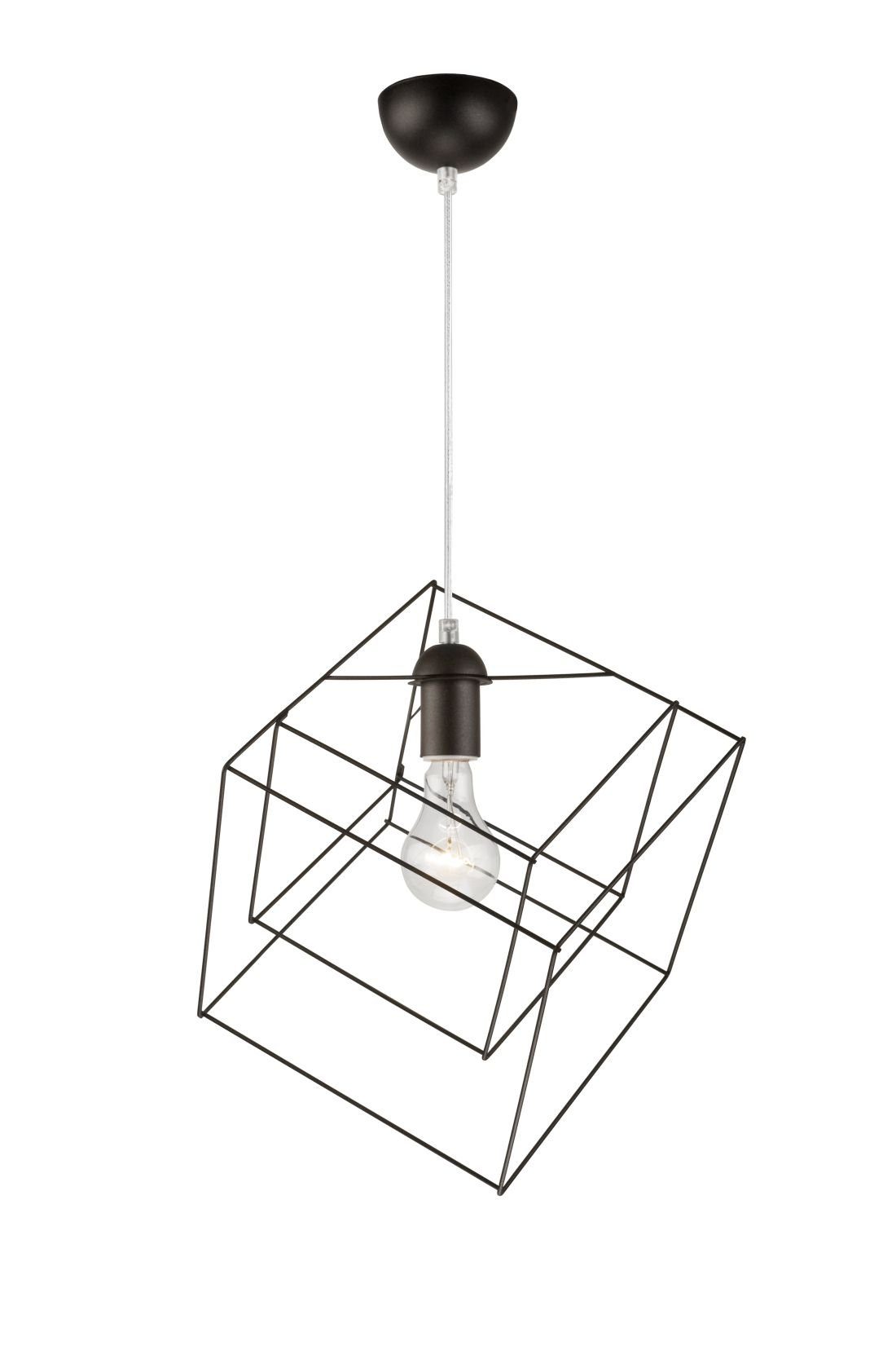 Licht-Erlebnisse Pendelleuchte PERSI, ohne Leuchtmittel, Schwarze Hängeleuchte Esstisch Metall eckig modern Pendellampe