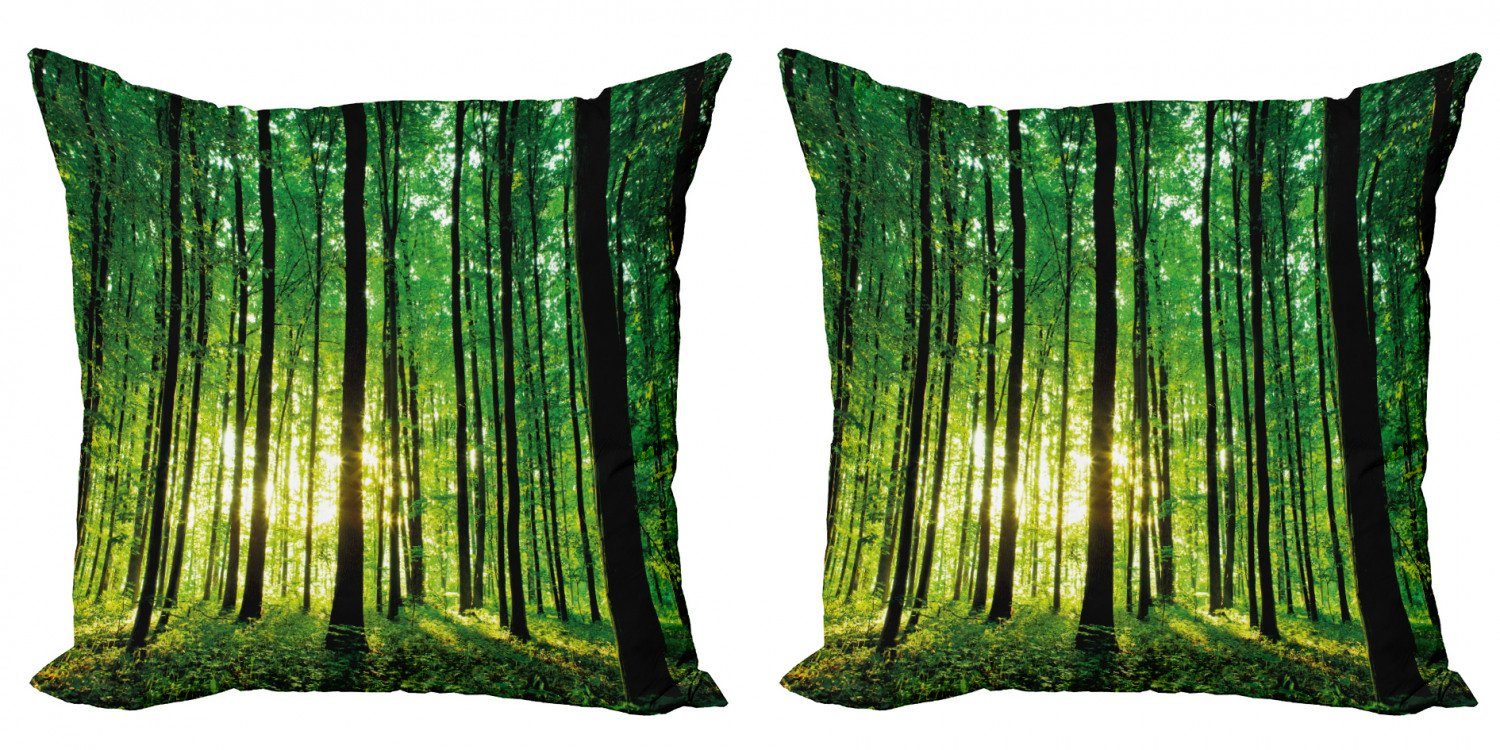 Kissenbezüge Modern Accent Wald Grüner Stück), Wald Doppelseitiger Abakuhaus (2 Digitaldruck, Sonnenaufgang