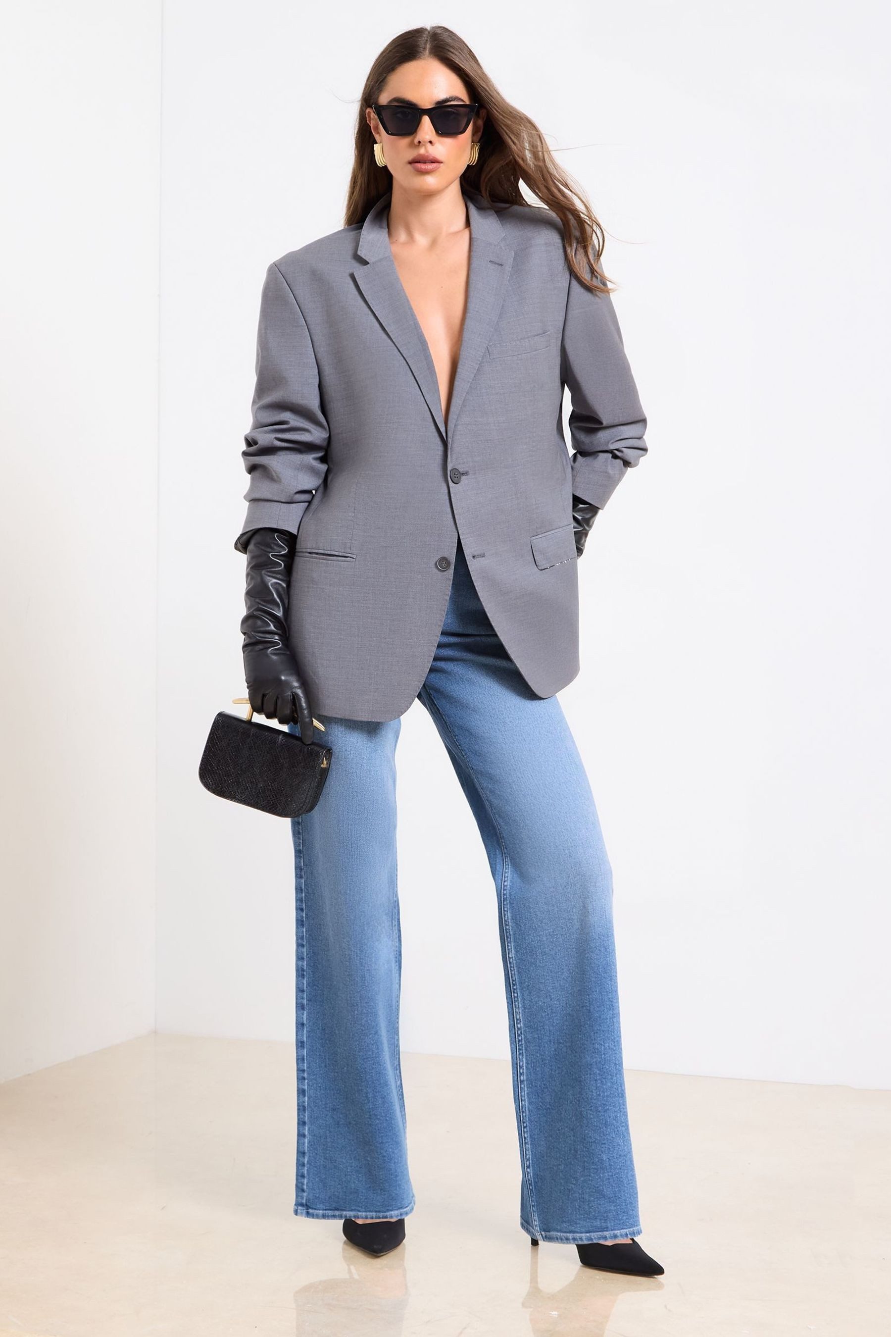 LIPSY Weite Jeans Lipsy Jeans mit mittelhohem Bund und weitem Bein (1-tlg)