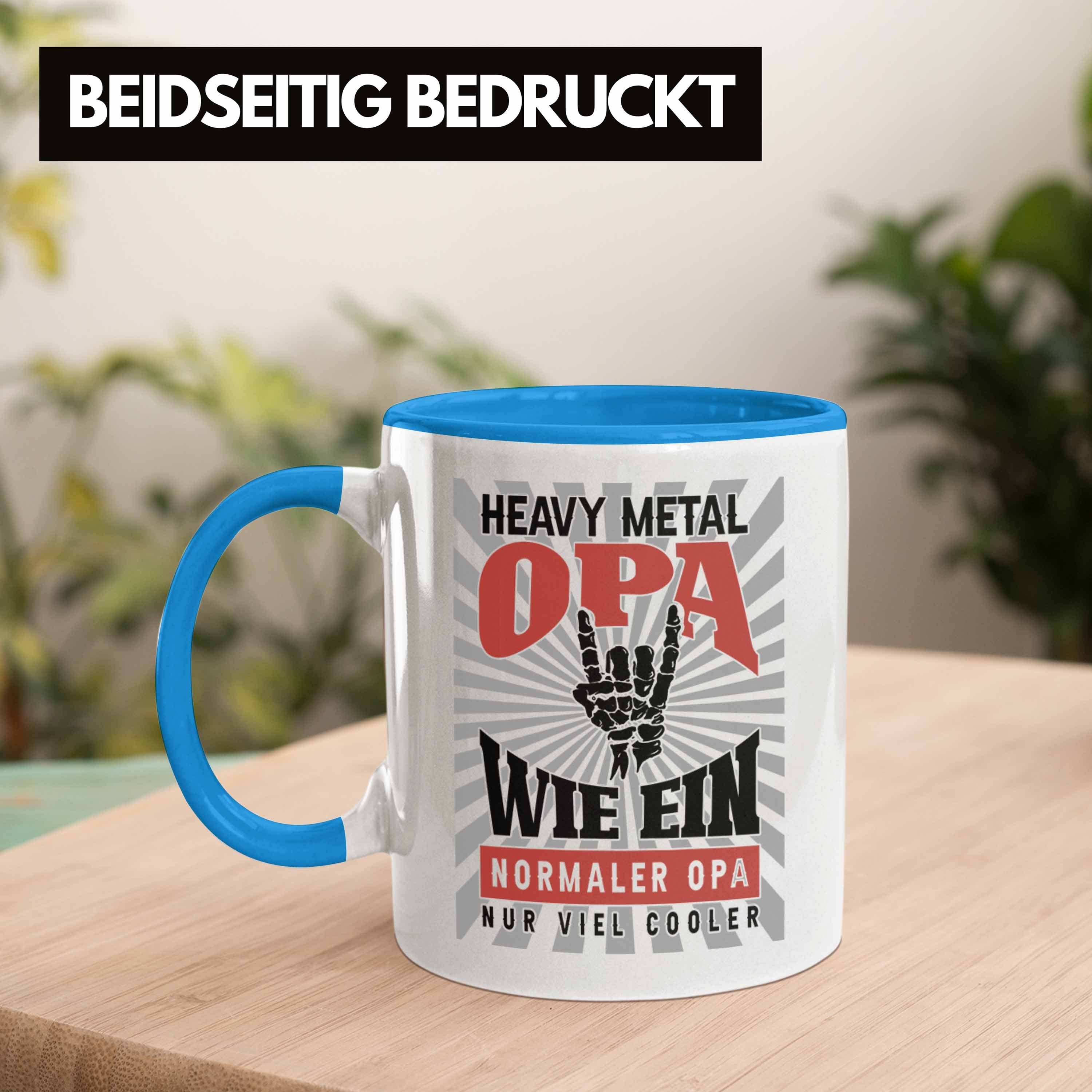 Tasse Heavy Trendation Metal Opa Becher Rock Bester Roll Blau n Vatertag Opa Tasse Geschenk