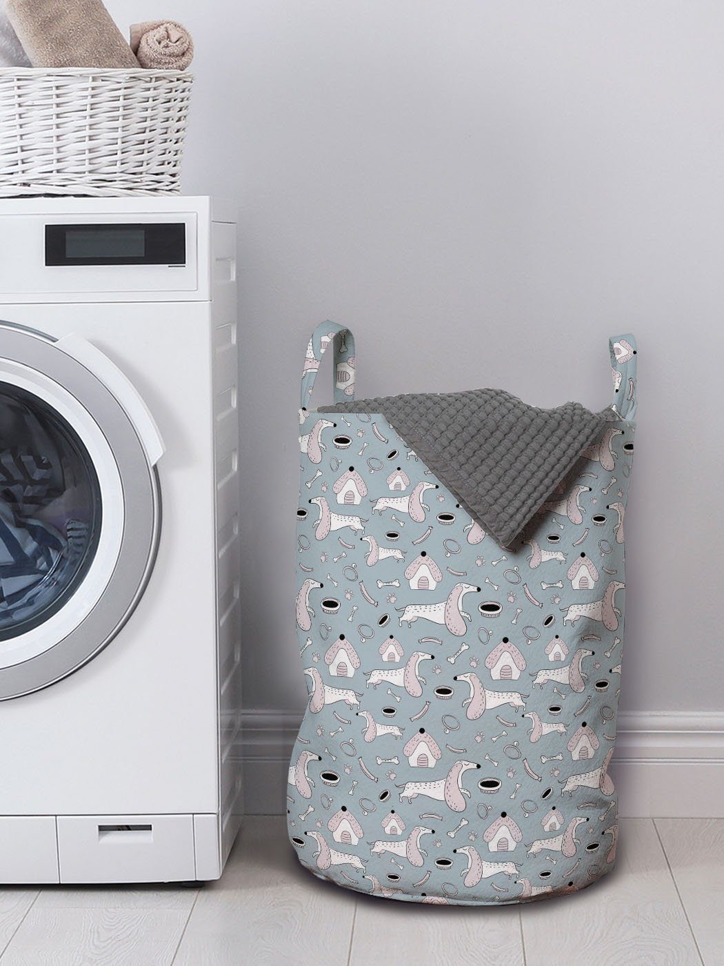 Wäschekorb und Wäschesäckchen Waschsalons, Griffen Abakuhaus für Pet mit Kordelzugverschluss Welpen Dackel