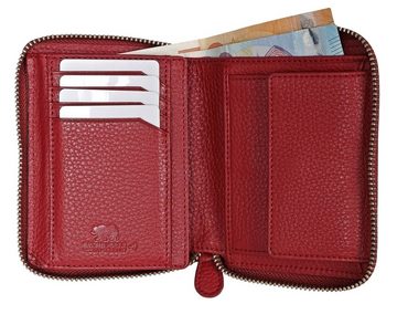 Brown Bear Geldbörse Modell Billy - mit umlaufendem Reißverschluss, mit 8 Kartenfächgern, 5 Ausweisfächern und RFID Schutz Farbe Rot