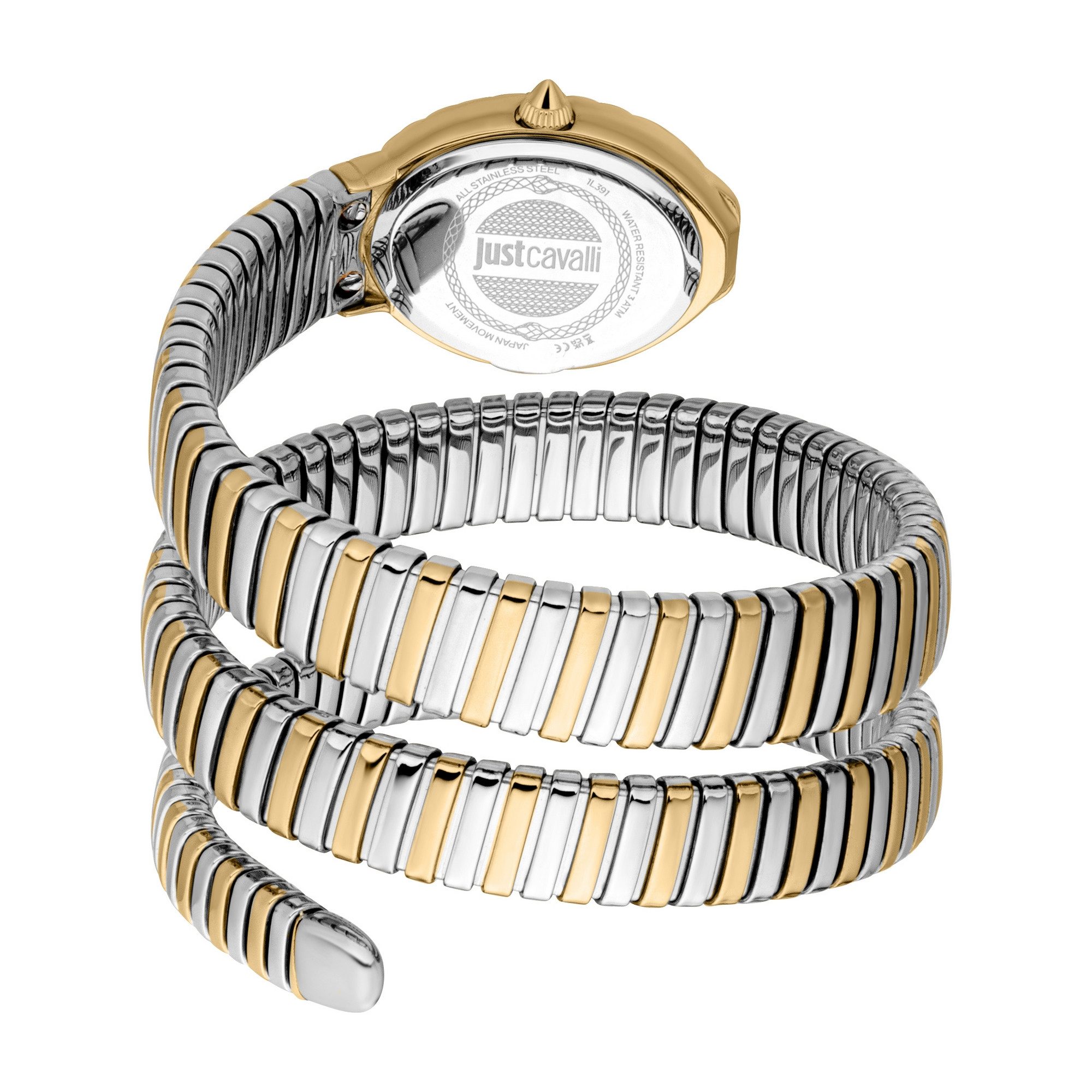 Just Cavalli Time Quarzuhr Signature Snake JC1L391M0045, Armbanduhr, Damenuhr, Edelstahlarmband, analog, Kristallsteine