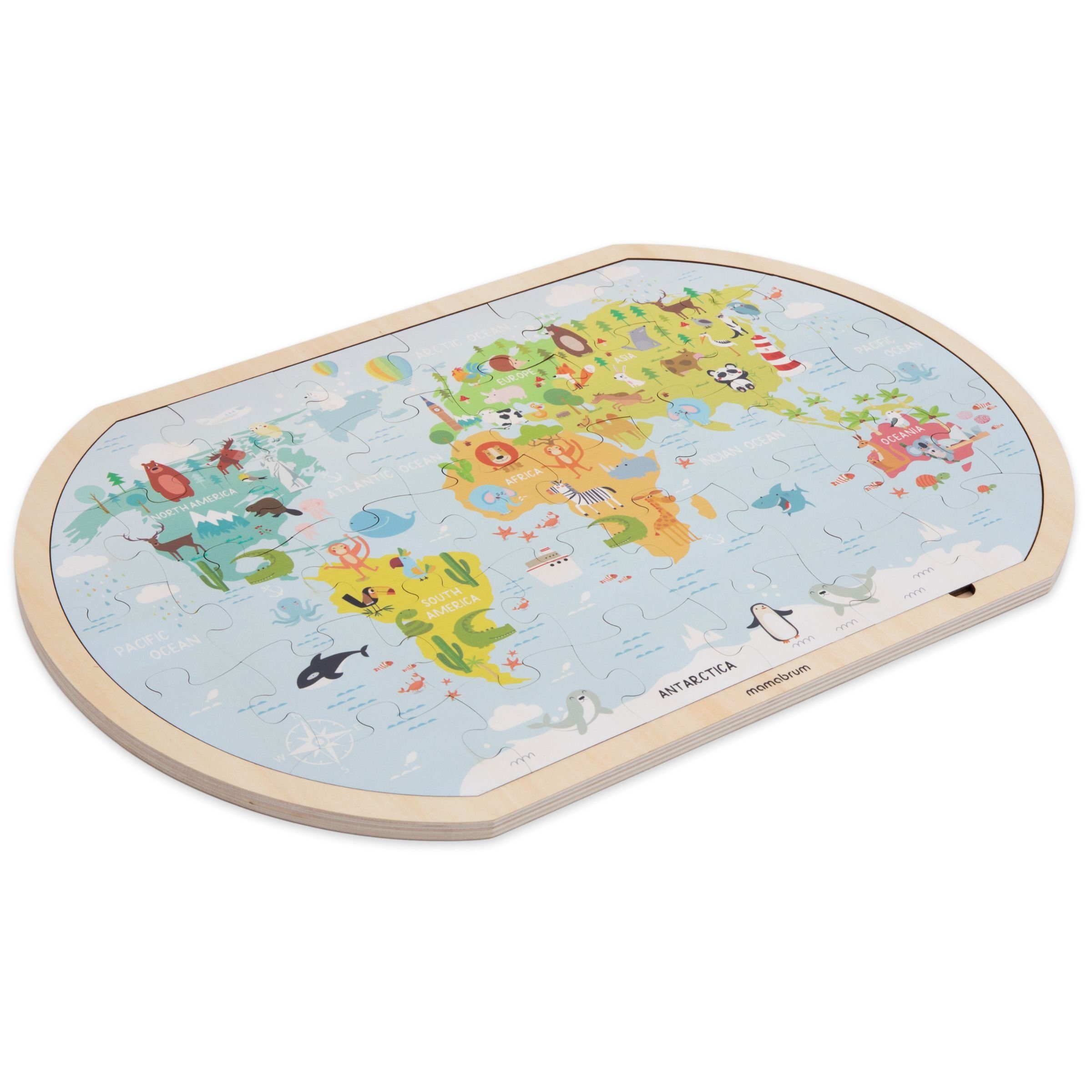 - Mamabrum Welt Puzzle-Sortierschale Karte Holzpuzzle der