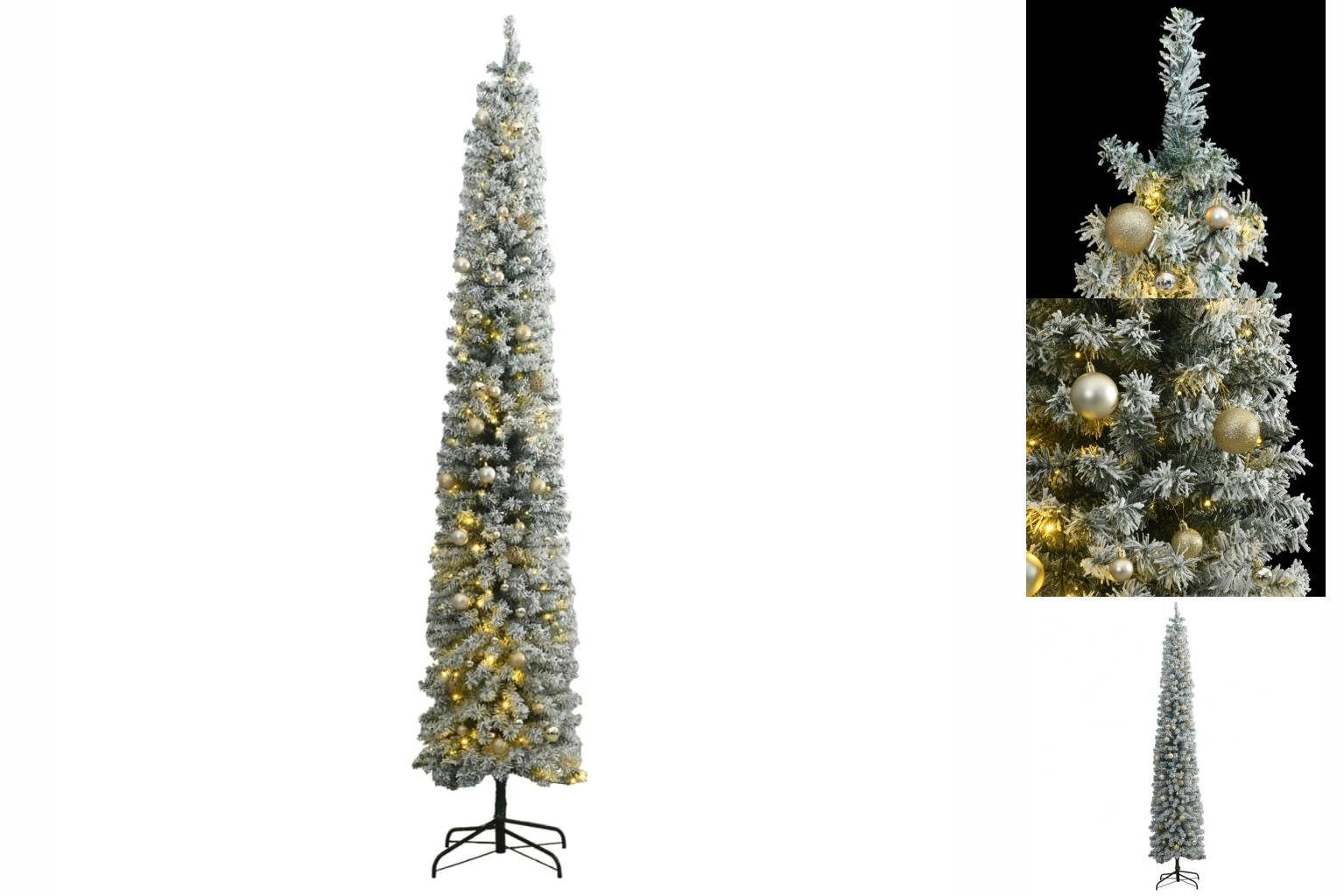 Künstlicher 300 Schnee Weihnachtsbaum Schlank LEDs 300 mit Weihnachtsbaum cm vidaXL Kugeln