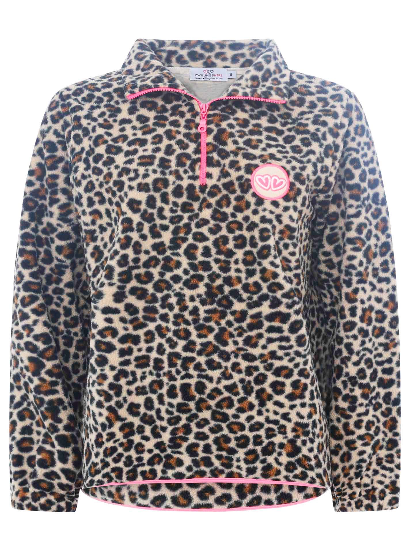 Zwillingsherz Troyer "Leo Lover allover" Stehkragen, Reißverschluss, Animal günstig online kaufen