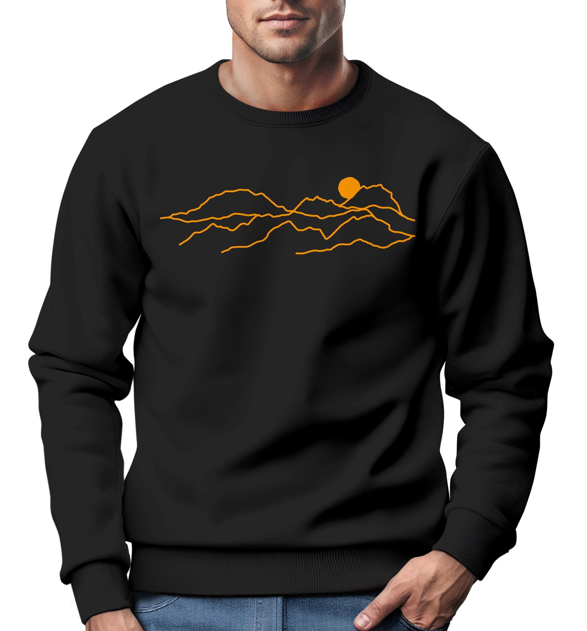 Sweatshirt Sweatshirt Herren Grafik-Design Outdoor Motiv Line Art Wandern