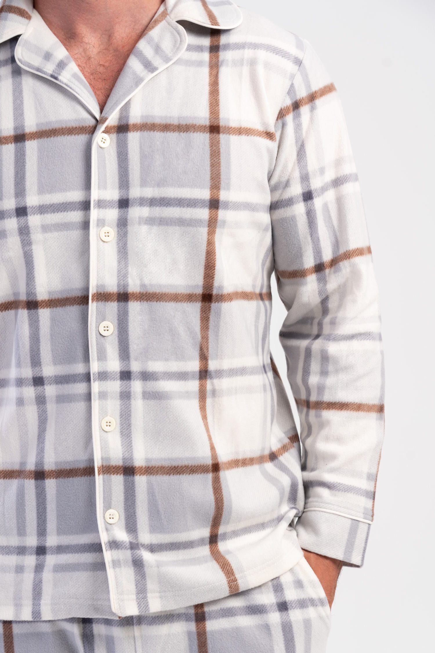 Vienetta Schlafanzug Herren Fleece Pyjama (2 tlg) Modisches Design