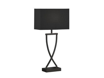 meineWunschleuchte LED Nachttischlampe, LED wechselbar, Warmweiß, große Designer-lampe mit Stoff Lampenschirm Schwarz Gold-en, Höhe 51cm