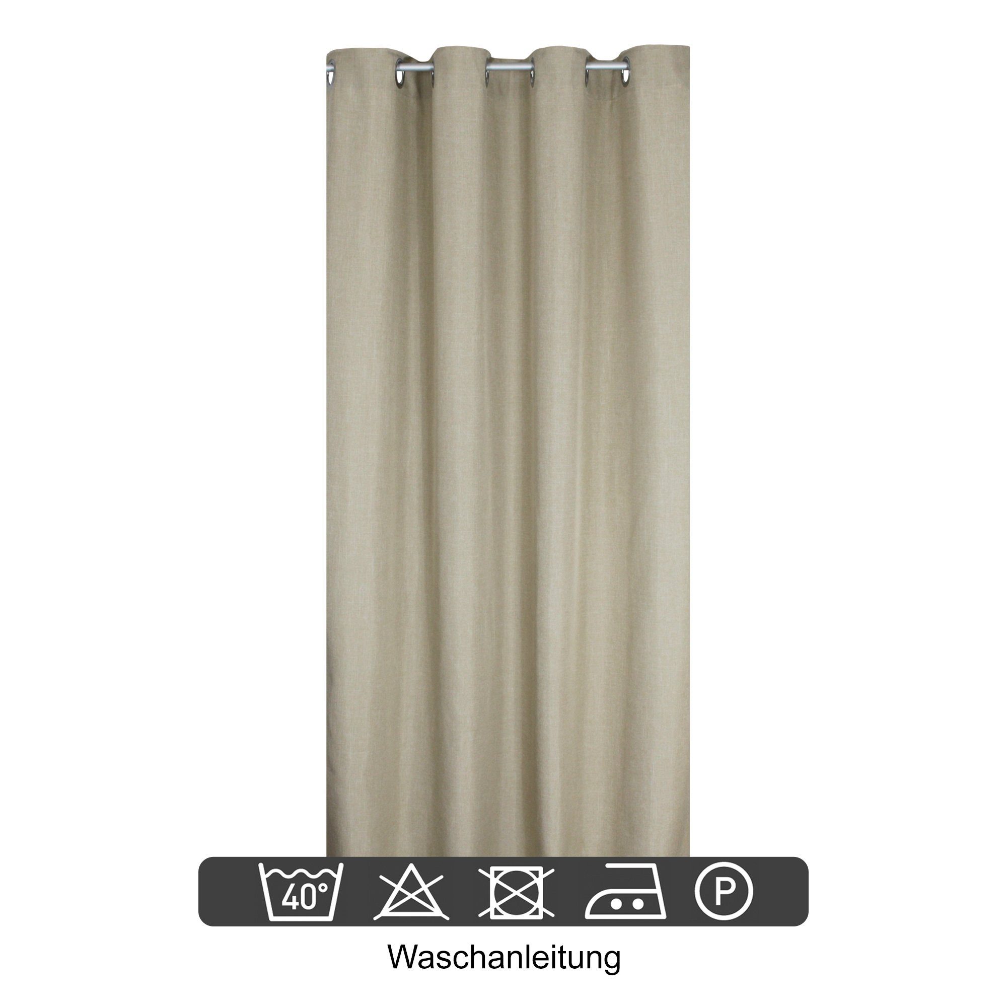 Haus und Deko Gardine Vorhang 140x245 cm Ösen blickdicht Struktur Leinenopt günstig online kaufen