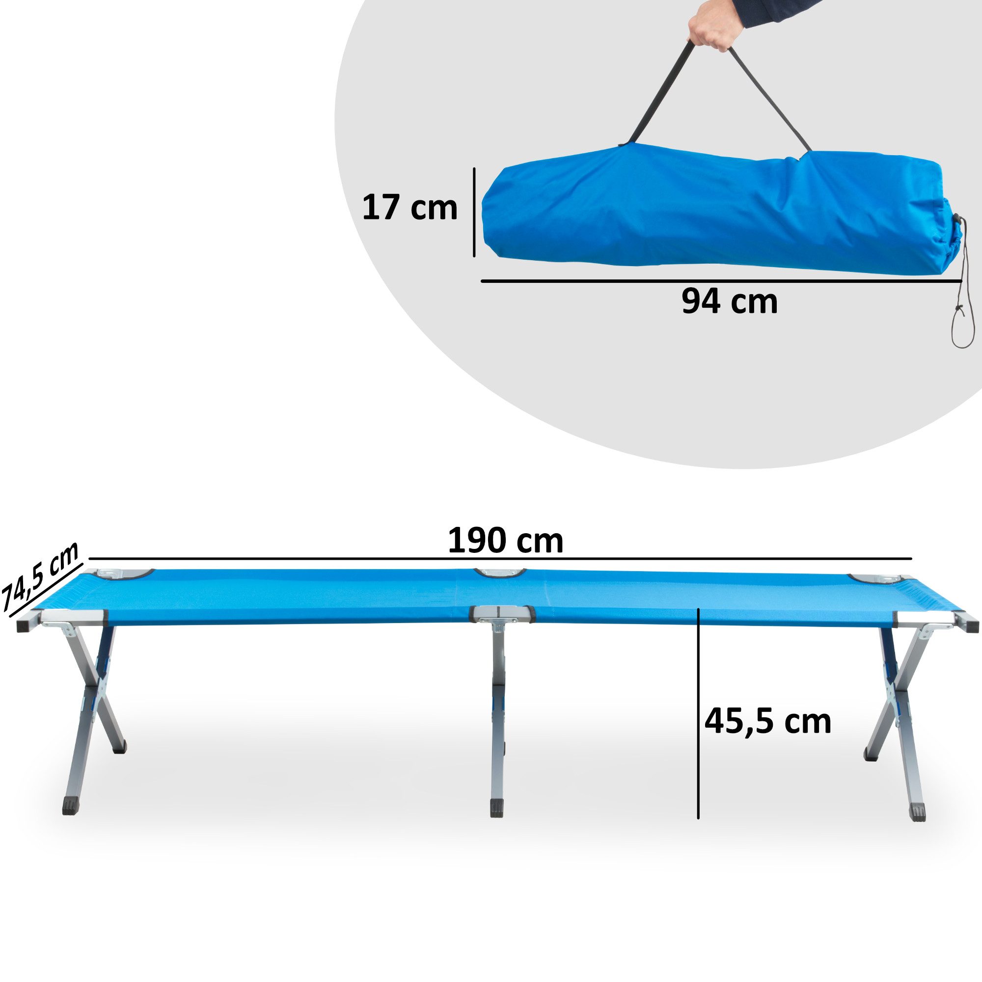 CampFeuer Gartenliege Feldbett mit Tragetasche, Blau, günstig online kaufen