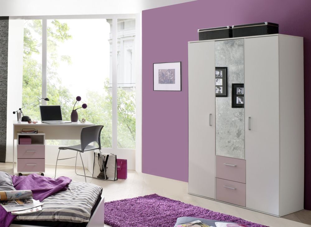 Storado Jugendzimmer-Set Berlin weiß / flieder Colli 1 bis 4 (EAN 4260498522767), (siehe Artikelbeschreibung)