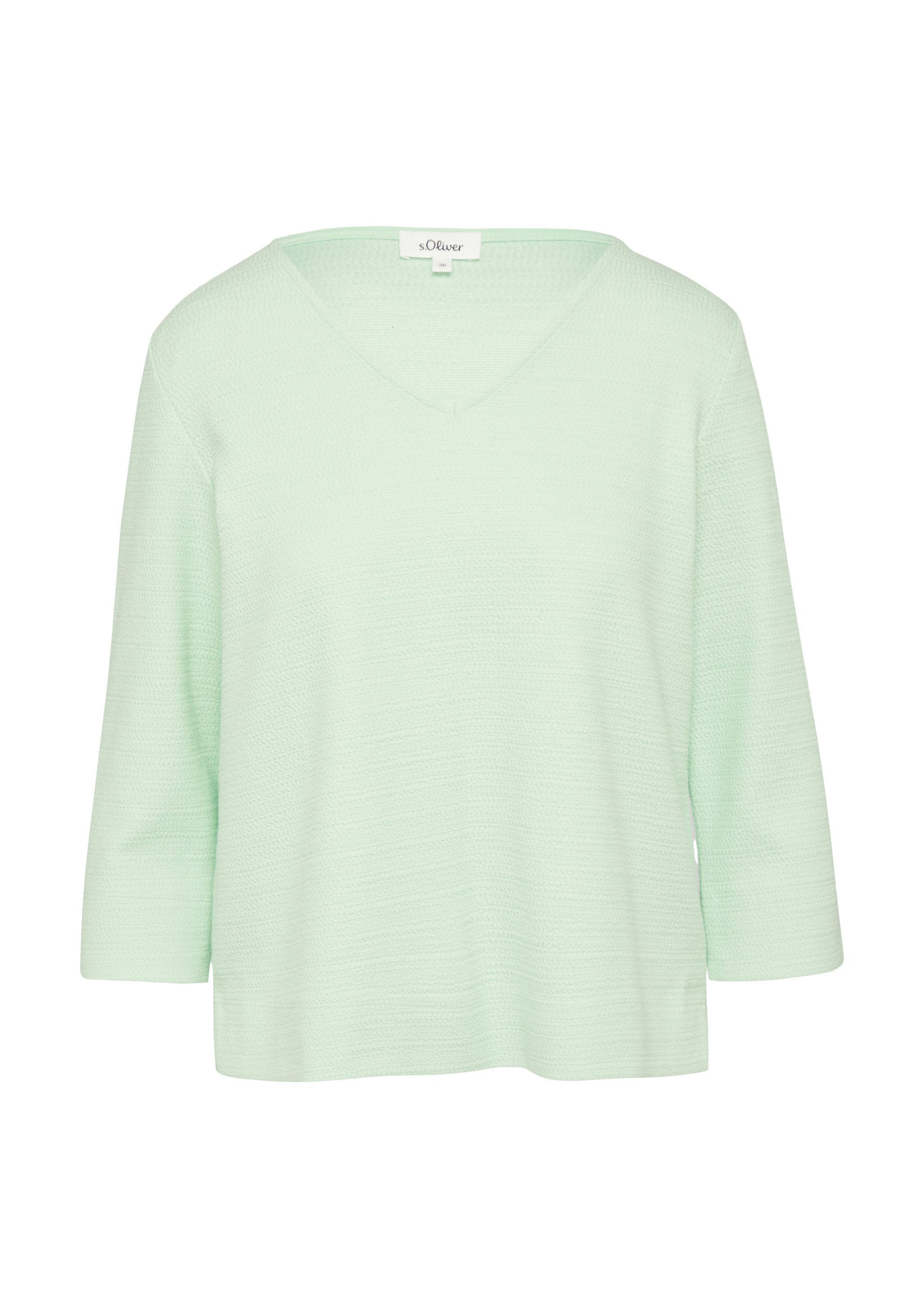 s.Oliver 3/4 Arm-Pullover Sweatshirt Strukturiertes Sweatshirt aus Baumwollmix mit 3/4-Ärmeln