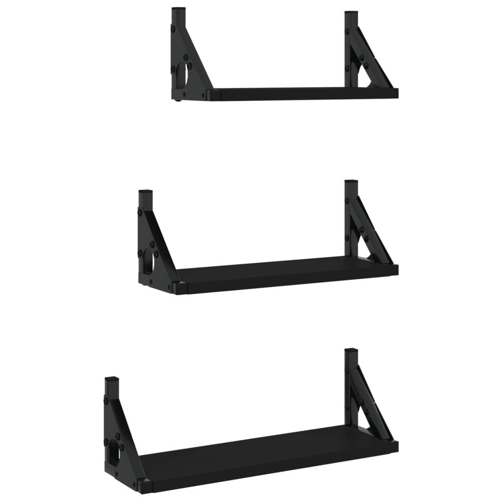 vidaXL Regal 3-tlg. Wandregal-Set Schwarz Holzwerkstoff, günstig online kaufen
