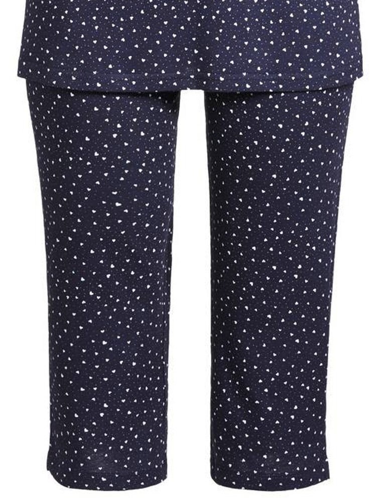 Schlafanzug Caprihose "Little - / Caprihose Navy Damen (2 2211211 tlg) Ringella Weiß Capri-Pyjama mit Hearts"