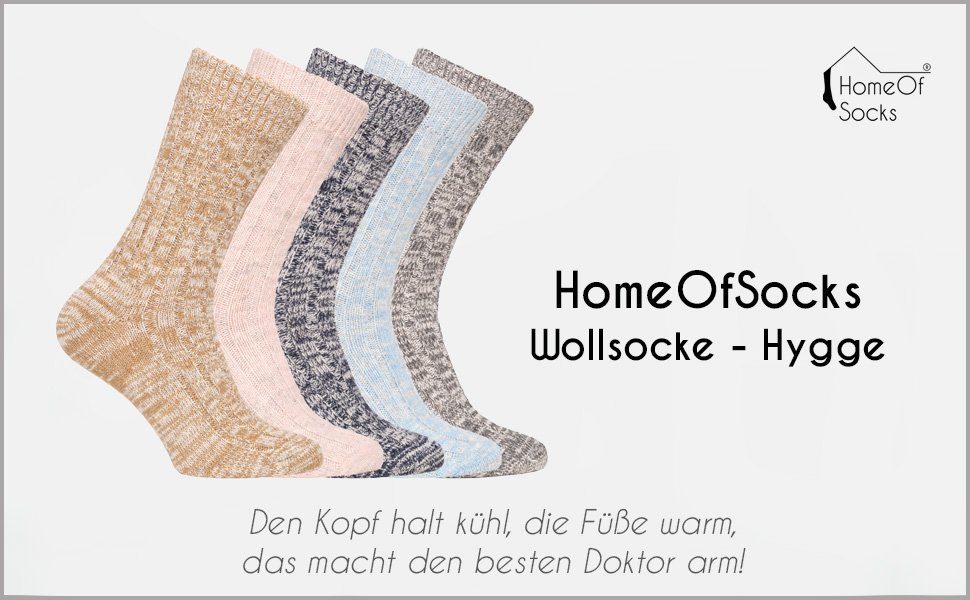 HomeOfSocks 1 aus Dünne (Paar, Grau 75% und Wollsocken Wolle mit Melierte Wollsocken warme (Schurwolle) Paar) 75% Wollanteil Socken