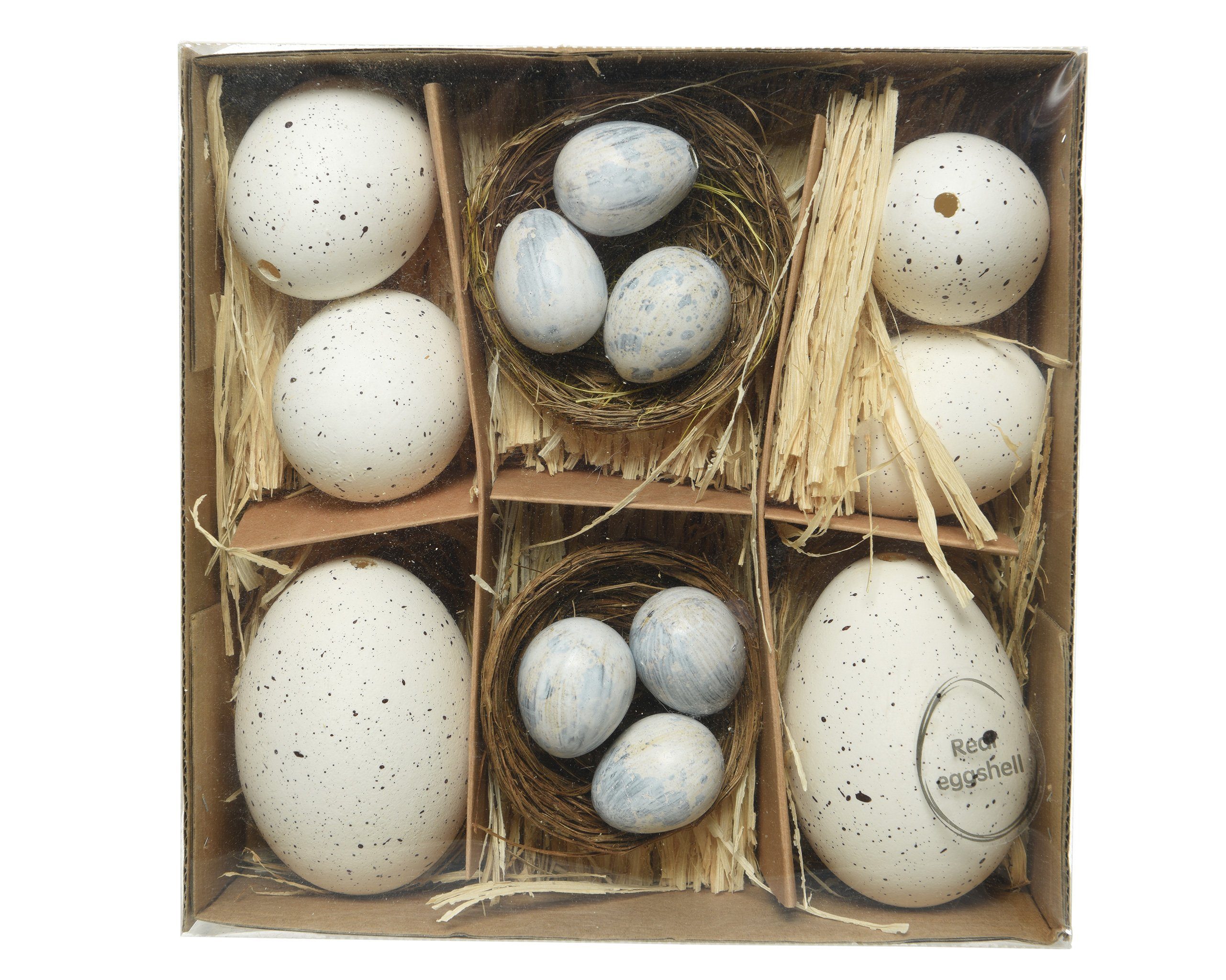 Kaemingk Osterei, Ostereier & Osterneste Set Natur / Weiß