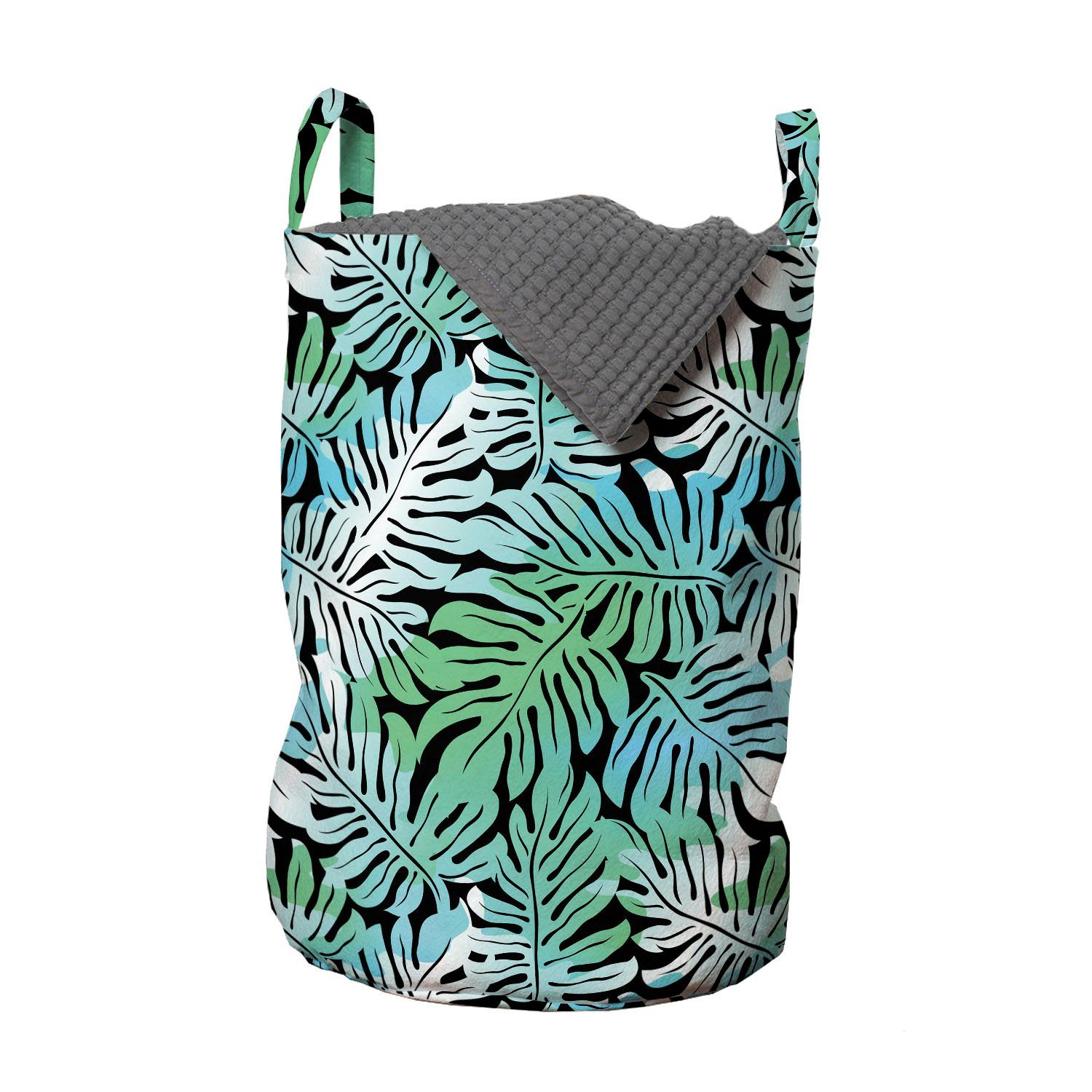 Abakuhaus Wäschesäckchen Wäschekorb mit Griffen Kordelzugverschluss für Waschsalons, Tropisch Natur Monstera Jungle