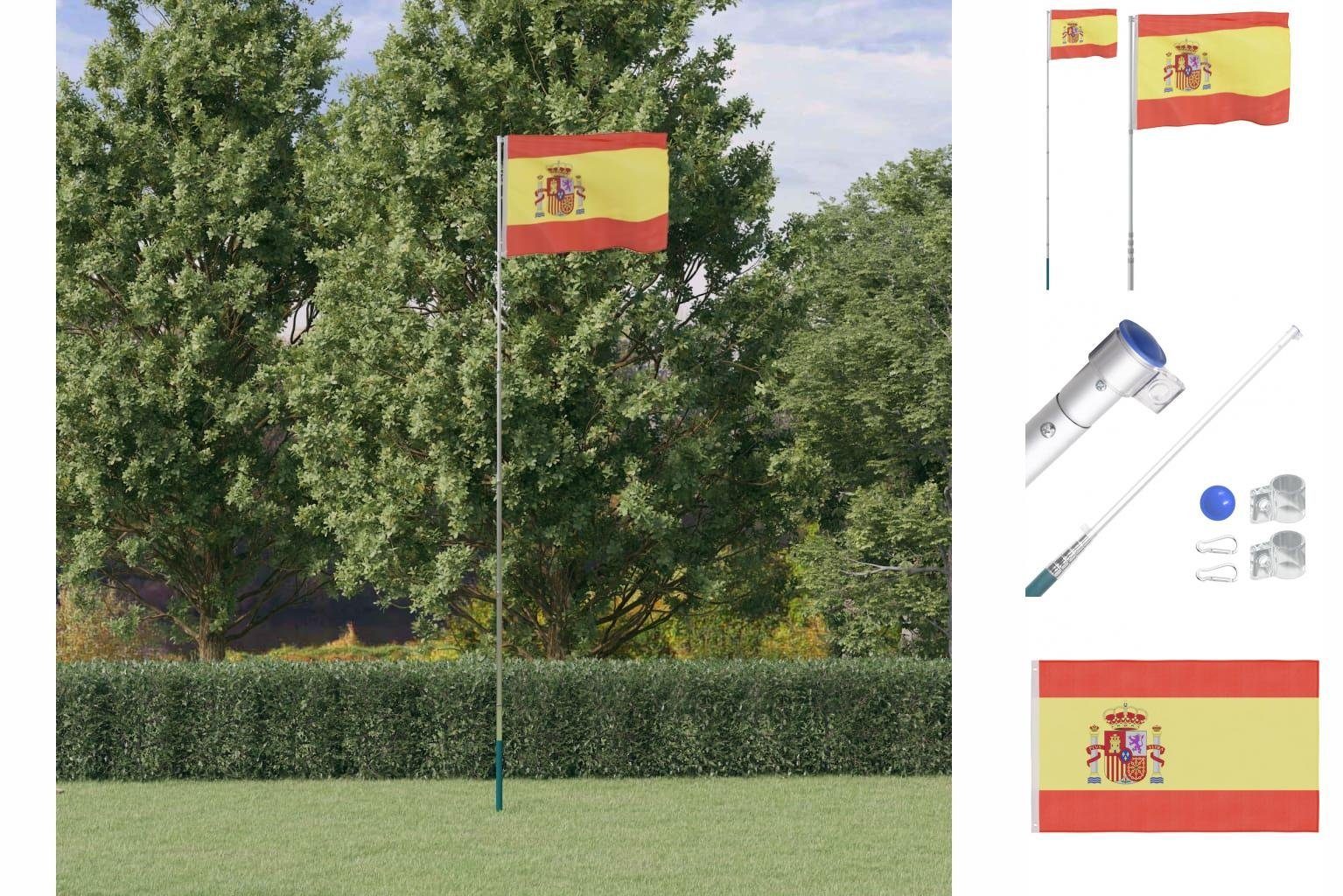 vidaXL Fahne Flagge Spaniens mit Mast 5,55 m Aluminium