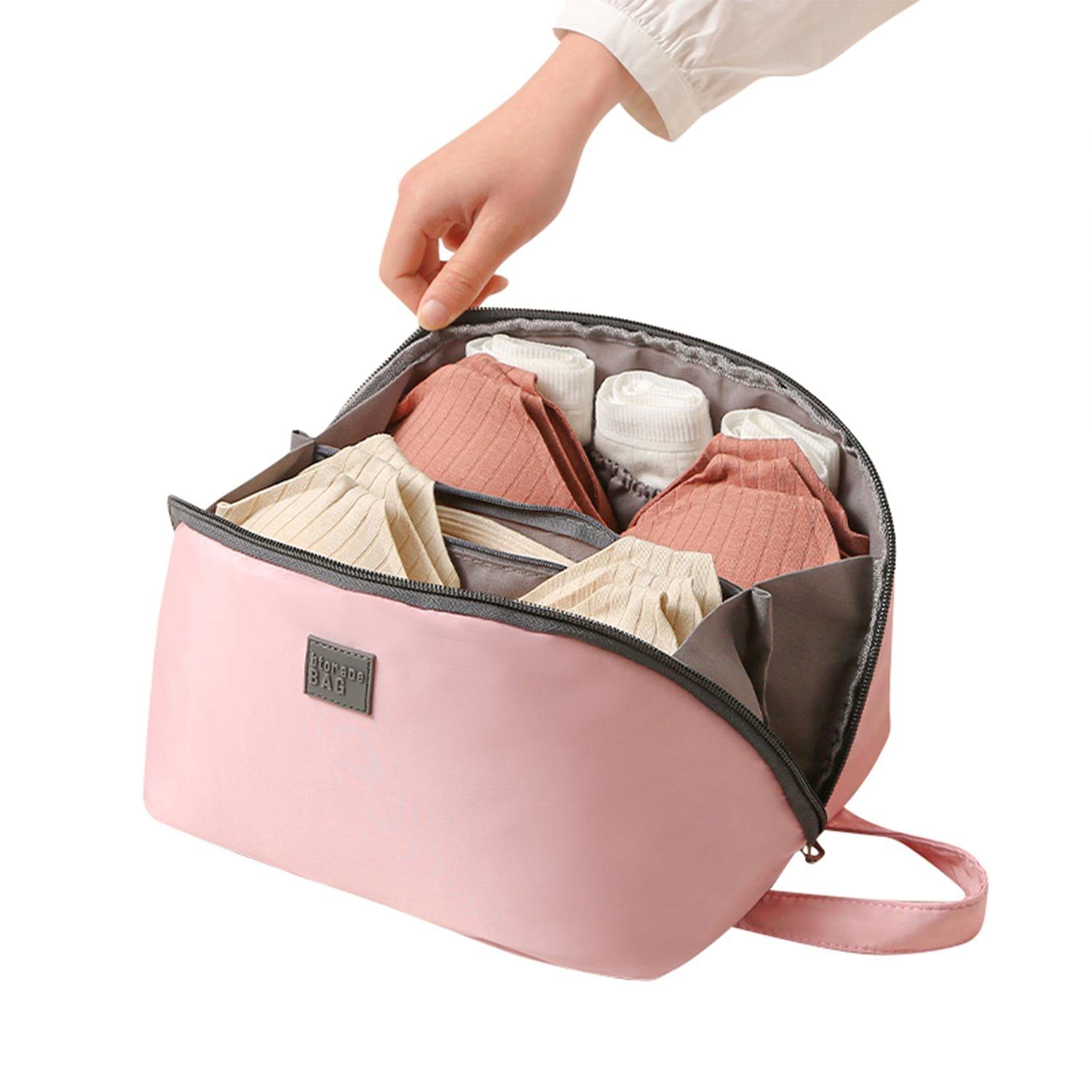MAGICSHE Reisetasche Multifunktionale Aufbewahrungstasche für Unterwäsche (25*13*13cm), Organizer rosa