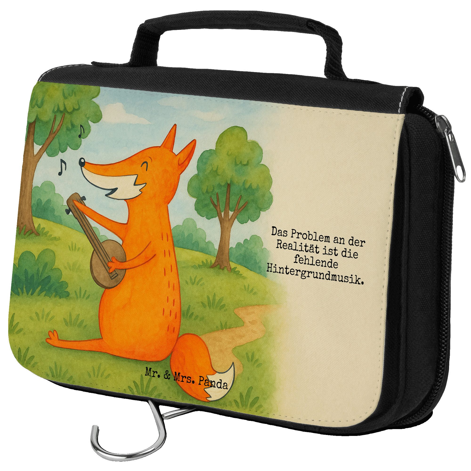 Kulturbeutel Fuchs Gitarre Design, Kulturtasche, Weiß, Toilettentasche, glücklich