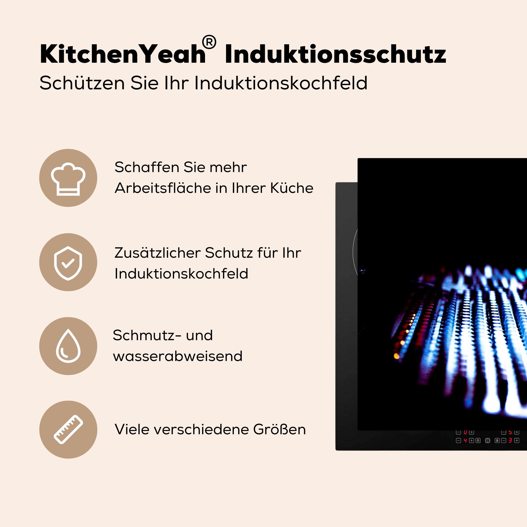 tlg), MuchoWow 81x52 Mixer für küche, (1 die im Ceranfeldabdeckung Dunkeln, Schutz Induktionskochfeld cm, Vinyl, Herdblende-/Abdeckplatte