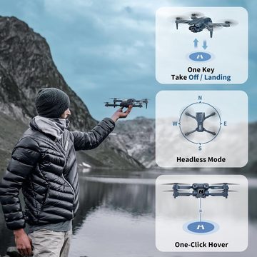 KARUISRC Kamera RC Quadcopter FPV Anfänger Faltbare 1080P WiFi Live Übertragung Drohne (4K, mit 2 Akku Dual Cameras, 3D Flip, One Key Start/Landen, Headless Modus)