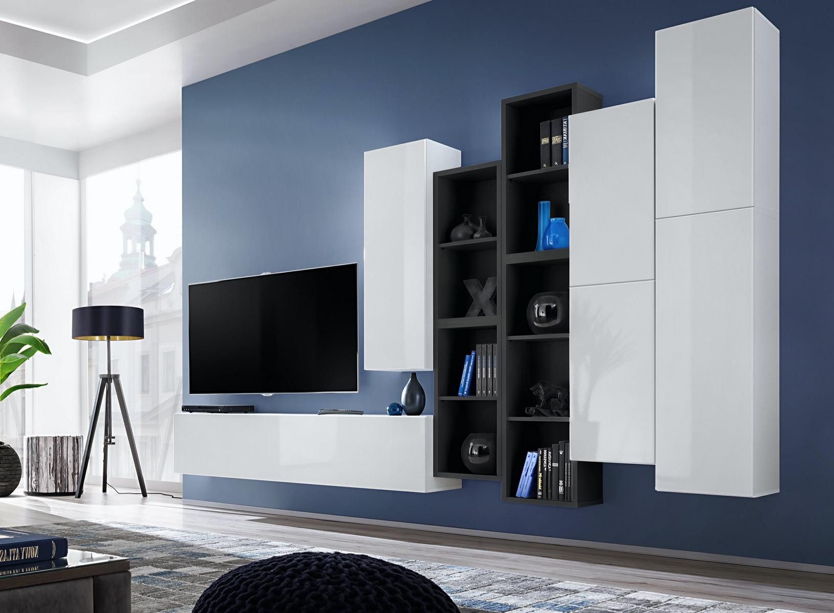 Xlmoebel Wohnwand Elegante Wohnwand aus hochwertigem Holz mit TV-Bank, Hergestellt in Europa