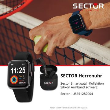 Sector Sector Herren Armbanduhr Analog-Digit Smartwatch, Analog-Digitaluhr, Herren Smartwatch eckig, groß (ca. 43,5x36,5mm) Silikonarmband schwarz