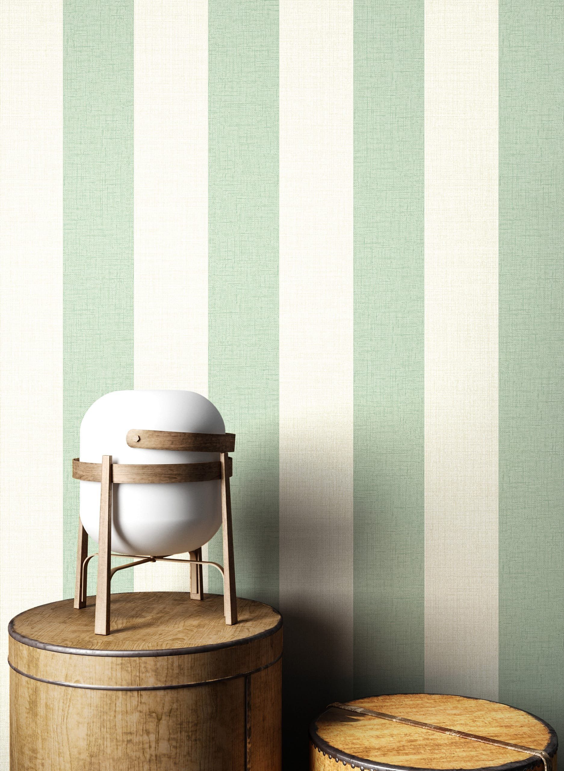 Newroom Vliestapete Junia Mint Tapete Streifentapete Streifen,Linien,Textil-Optik, Grün Tapete Streifen Streifen - Streifentapete Streifenmuster Mint Creme Land – Bild 3 von 4