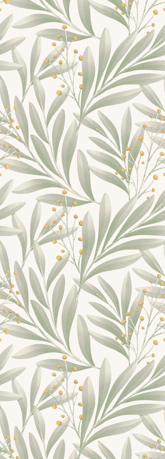 queence Vinyltapete Blätter mit kleinen Blüten, glatt, natürlich, (1 St), Selbstklebende  Tapete 90x250cm mit herbstlichem Motiv