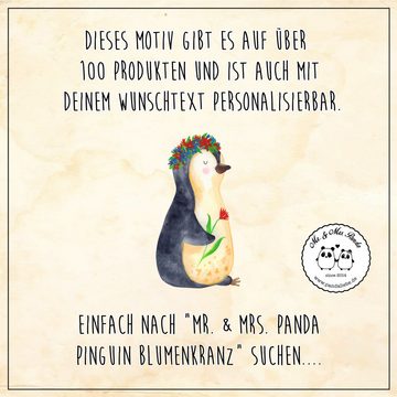 Mr. & Mrs. Panda Tasse Pinguin Blumen - Transparent - Geschenk, Edelstahltasse, Blumenkranz, Edelstahl, Einzigartiges Design