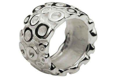 SILBERMOOS Silberring Zauberhafter Bandring mit Kreisstrukturen, 925 Sterling Silber